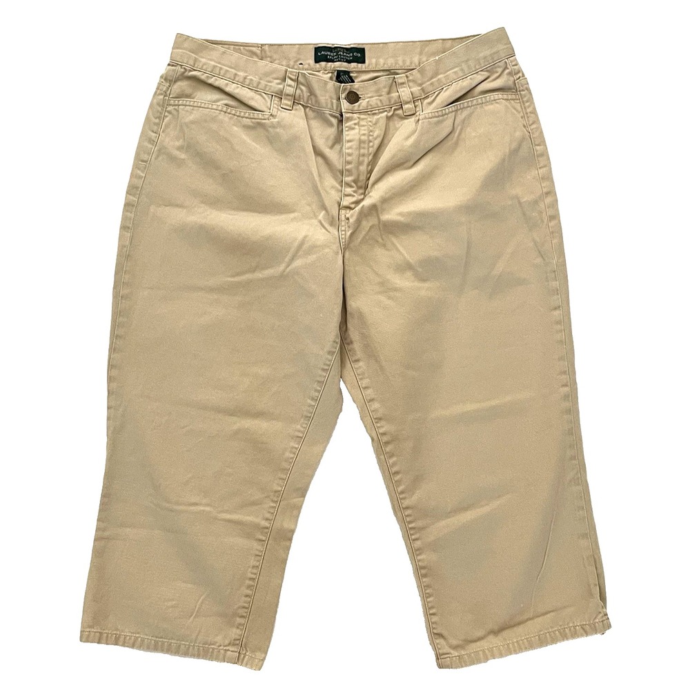 LRL Lauren Jeans Co. Women's Pants 12P‎ Khaki Tan Classic Midcalf Capri Cropped